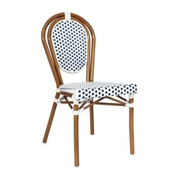 Flash Furniture Lourdes Indoor/Outdoor Commercial Thonet French Bistro Stacking Chair, PE Rattan and Aluminum Frame