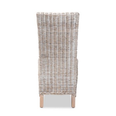 Trianna High Back White and Natural Rattan Dining Chair