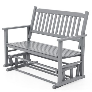 Tangkula Patio Glider Loveseat Chair Swing Rocking Bench w/ Curved Backrest & Slatted Seat - 1 of 4