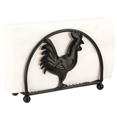 Home Basics Rooster Series Steel Napkin Holder, Black