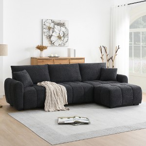 TiramisuBest 110" Modular Sectional Sofa, L Shape with Extra-large Seat, Pull-line Design, Movable Ottoman, High Density Foam, Free Combination - 1 of 4