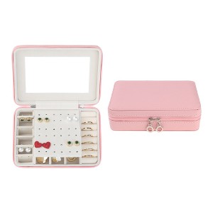 Unique Bargains Girls Travel Portable PU Leather Jewelry Organizer Case with Mirror - 1 of 4