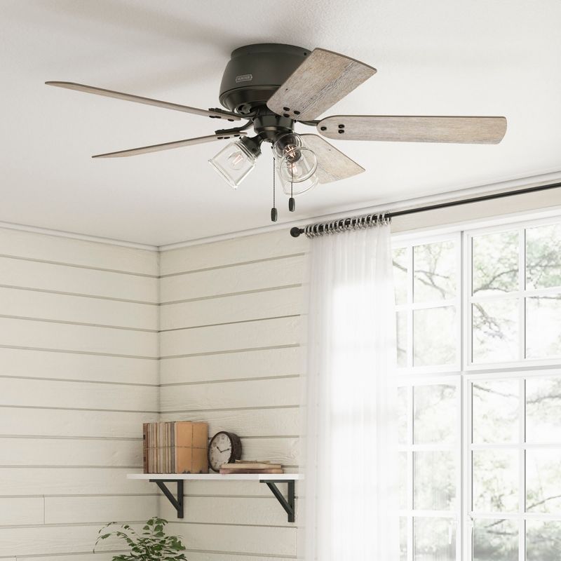 52" Shady Grove Low Profile Ceiling Fan with Light Kit and Pull Chain (Includes LED Light Bulb) - Hunter Fan, 4 of 15