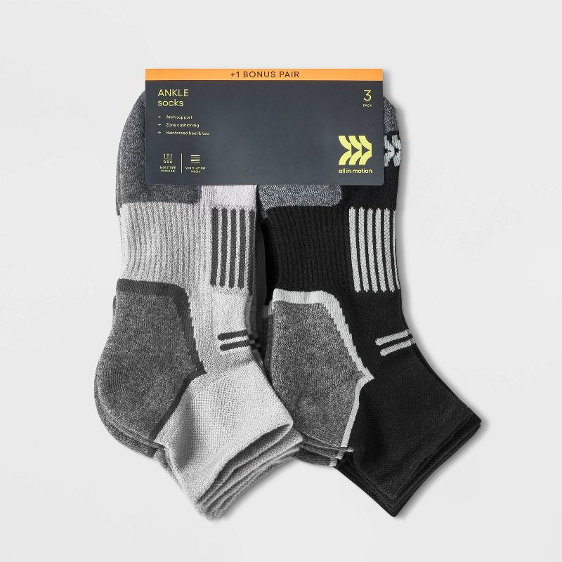 Men's Running 4pk Ankle Socks - All in Motion™ 6-12, 3 of 5