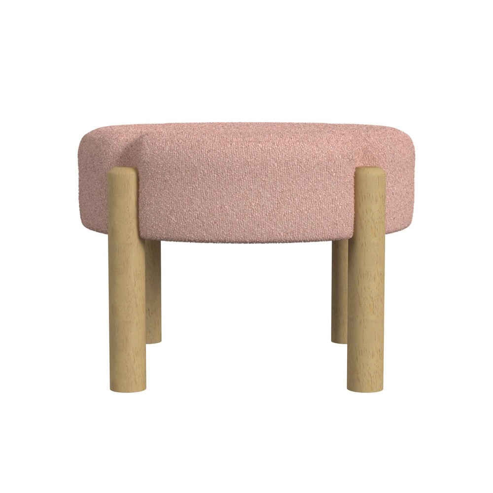 Photos - Pouffe / Bench Luna Boucle Ottoman Pink - HomePop: Round, Upholstered, No Assembly, Wood Frame, 250lbs Capacity