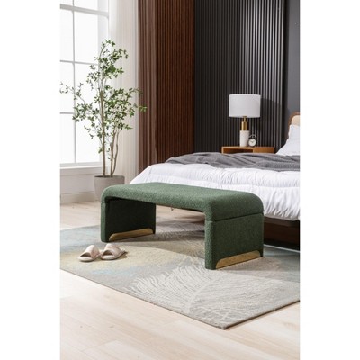 Bedroom Foot Bench End Of Bed Bench,Brown Window Bench,Upholstered Footrest Stool With Gold Metal Legs,Boucle Ottoman Bench-Maison Boucle