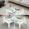 Lirago Tempered Clear Glass 2-Layer Coffee Table with Metal Tubular Legs-Modern Geometric Design 23.62"W * 39.37"L * 17.32"H - 4 of 4