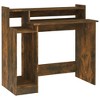 vidaXL Desk with LED Lights Smoked Oak 38.2 in.x17.7 in.x35.4 in. Engineered Wood - 3 of 4