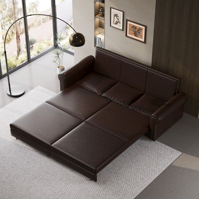 NicBex Couches for Living Room Versatile Foldable Sofa Bed Velvet Pull-out Loveseat Sofa Adjustable Back with USB Port and Swivel Phone Stand