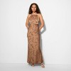 Women's Jacquard Maxi Empire Waist Dress - Wild Fable™ Brown Floral - 2 of 3
