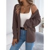 Women's Brown Hollow Out Long Sleeve Open Front Cardigan - 3 of 4