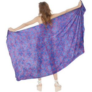 LA LEELA Women's Summer Bikini Wraps Beach Wrap Cover up Swimwear Skirt Bathing suit Swimsuit Sarong Coverups for Women One Size Blue, Leaf - 1 of 4