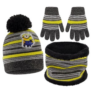 Minions	Boy's Winter Hat, Gloves, and Scarf Set, Kids Ages 4-7 - 1 of 2