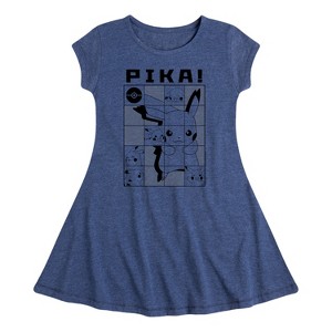 Girls' - Pokémon - Pika Squares Fit & Flair Cap Sleeve Dress - 1 of 3