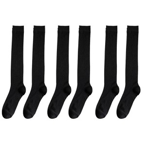 Anna-Kaci Women's 3-Pack Knee-High Ribbed Socks with Soft Stretch Knit Fabric and Lightweight Everyday Comfort - 1 of 3