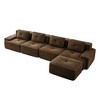 AENKYO 153-Inch Square Cloud Couch Modular Sectional Sofa with Two Ottomans, No Assembly Required - Ergonomic Floor Lounge for Living Room - Camel - 4 of 4