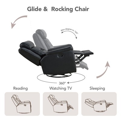 Spruce & Spring Push Back Recliner Chair with Nailhead Trims for Living Room