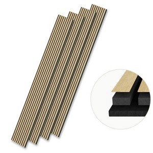 SMARTSTANDARD 94.09 in. x 12.6 in. x 0.9 in. Slat Wood Acoustic Sound Absorbing 3D Decorative Wall Paneling, 4-Pack - 1 of 1