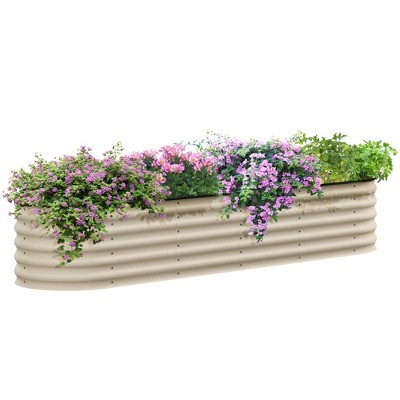 Outsunny Galvanized Raised Garden Bed Kit, Metal Planter Box with Safety Edging