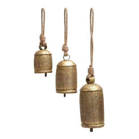 Set Of 3 Iron 5 Rustic Bells Bronze - Olivia & May : Target