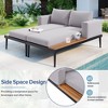 Chic Crate-Modern Weatherproof Daybed 2-in-1 Metal Patio Furniture with Wooden Drink Trays, Padded Chaise Lounges (Gray) - 3 of 4