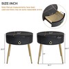NicBex Coffee Tables for Living Room �19.6" Round Coffee Table Set of 2 Modern Fluted 2 Side Table Set with Drawers and Golden Legs, White+Gold - 4 of 4