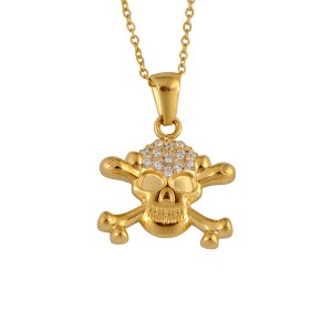 Anna-Kaci Crystal Rhinestones Skull Pendant Necklace for Halloween & Punk Rock - 1 of 4