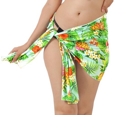 Happy Bay Women's Sarong Wrap Bathingsuit Bikini One Size Green Tropical :  Target