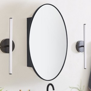 TEHOME Surface Mount Black Oval Bathroom Medicine Cabinet with Mirror Metal Framed Oval Bathroom Storage Cabinet 20x30'' - 1 of 4