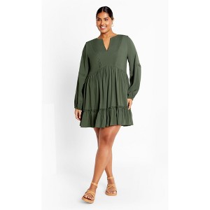 Women's Plus Size Alinda Mini Dress - khaki | CITY CHIC - 1 of 4