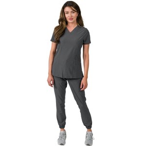 Medgear Olivia Women's 4 Pocket Top Gathered Jogger Pants Set - 1 of 4