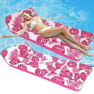 MOVSSOU Inflatable Pool Floats Hammock with Headrest Floating Pool Lounge Chair 73 x 34in for Adults - 1 of 4