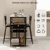 Dining Table Set for 2, High Top Bar Table and Chairs Set, Open Storage Shelves, Built-in Cup Holder & Wine Rack, for Small Kitchens, Apartments - 3 of 4