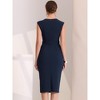Allegra K Women's Round Neck Slim Fit Sleeveless Split Work Sheath Dresses - 3 of 4