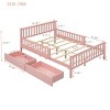 Full Size Wood Platform Bed, Bed with Guardrails on Both Sides and Two Storage Drawers, Modern Design Bed with Pinewood Frame-Baofuwish - 4 of 4