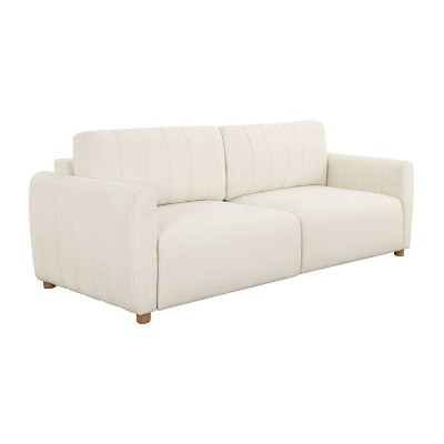 Ivory Boucle Tufted Queen Convertible Sleeper Sofa