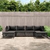 vidaXL 6 Piece Patio Lounge Set with Cushions Anthracite Steel - 2x corner 2x middle 2x footrest - 2 of 4
