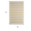 HomeRoots 4' X 6' Yellow And Ivory Striped Dhurrie Hand Woven Stain Resistant Area Rug - 3 of 3