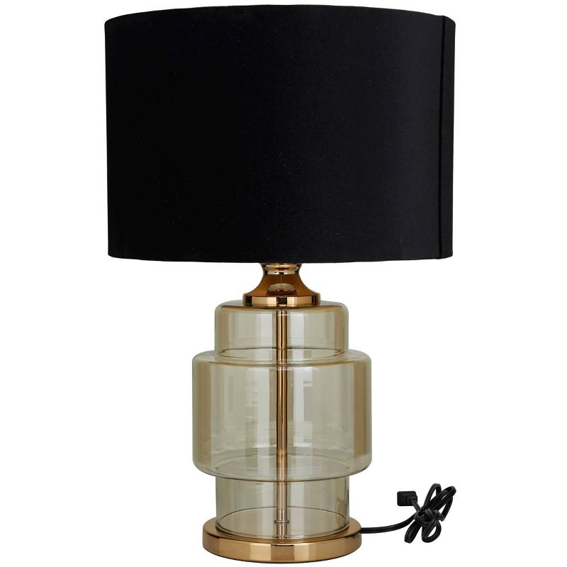 Glam Gold Transparent Glass Base Table Lamp with Drum Shade Black - Olivia &#38; May, 3 of 5