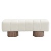 50" Chenille Upholstered Dining Bench,Ottoman with Round Wood Legs for Dining Bedroom Entryway Living Room,No-Assembly-Baofuwish - 3 of 4
