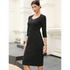 INSPIRE CHIC Women's 3/4 Sleeve Sweet Heart Neck High Waist Office Midi Dress - 4 of 4