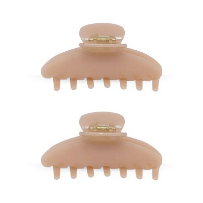 LA Glam Co. Pretty Lady Shine 4" Claw Clips - All Hair - 2-Pack - Beige