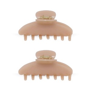 LA Glam Co. Pretty Lady Shine 4" Claw Clips - All Hair - 2-Pack - Beige - 1 of 1