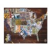 "USA License Plate Map on  Wood" Outdoor Canvas - 2 of 4