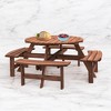 8-Person Wooden Picnic Table with 4 Built-in Benches, Outdoor Camping Dining Table with Umbrella Hole for Garden, Patio, DIY Customizable - 2 of 4