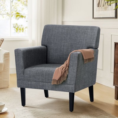 Modern Accent Chair for Living Room, Upholstered Fabric Armchair with Backrest and Arms, Single Sofa Chair for Bedroom or Office, Green