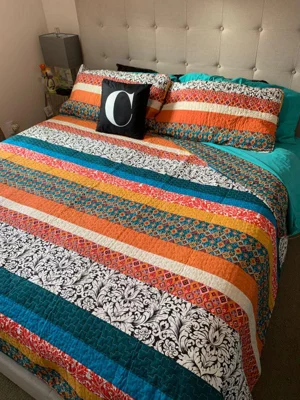 user image by Tallgirl08, Lush Décor 3pc Boho Stripe Reversible Oversized Cotton Quilt Set