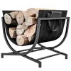 Outsunny Folding Firewood Rack with Canvas Carrier, Heavy Duty Wood Storage Rack with Handles, Indoor Outdoor Log Rack, 16.9" x 15" x 15.9", Black - 4 of 4