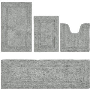 Lux Premium 100% Cotton Tufted Solid Reversible 4 Piece Bath Rug Set – Ultra-Soft, Water-Absorbent, Durable, Machine Washable Bathroom Rug - 1 of 4
