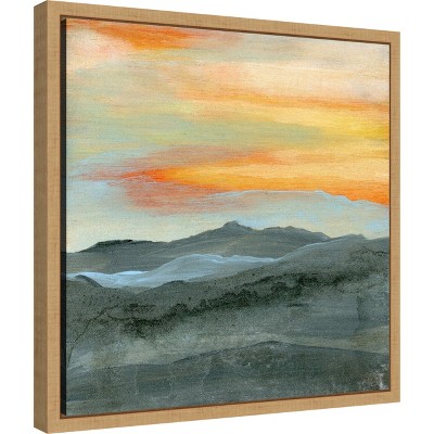 Sunset Over Blue Mountains Canvas Wall Art Print in Wooden Frame